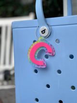 Rainbow Cheetah Layered Acrylic Backpack Tag