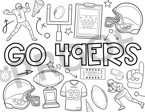 Go 49ers Coloring Page - INSTANT DOWNLOAD