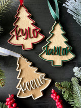 Tree Shaped Stocking Tag - Wood Lettering