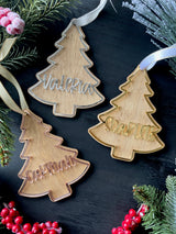 Tree Shaped Stocking Tag - Mirrored Acrylic Lettering