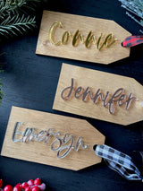 Stocking Tag - Mirrored Acrylic Lettering