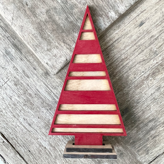 Christmas Tree - 7 inch Red - Stripe Design