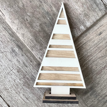 Christmas Tree - 7 inch White - Stripe Design