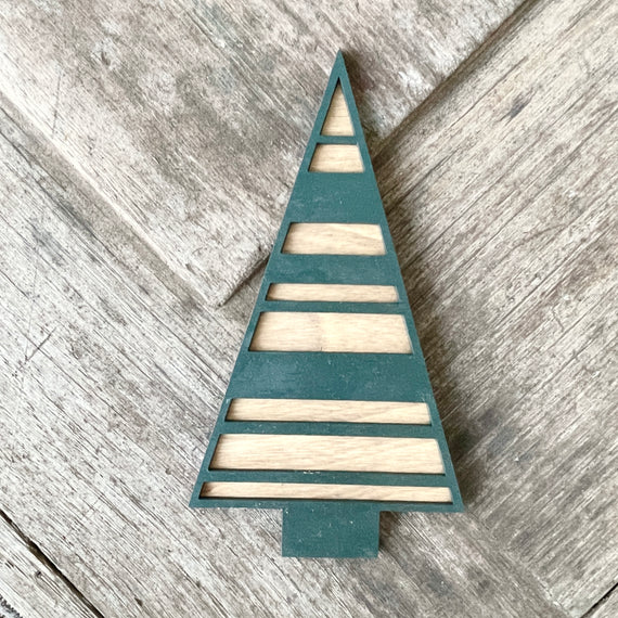 Christmas Tree - 7 inch Dark Green - Stripe Design
