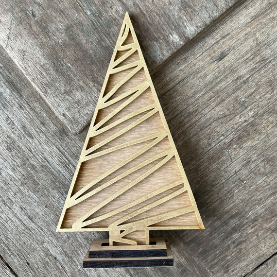 Christmas Tree - 7 inch Gold - Zigzag Design