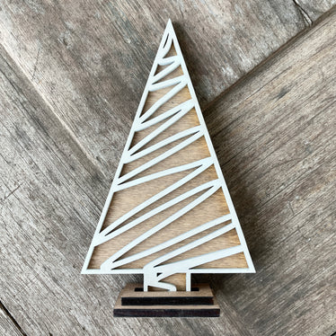 Christmas Tree - 7 inch White - Zigzag Design