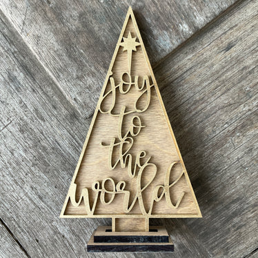 Christmas Tree - 7 inch Gold - Joy to the World Design