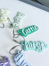 Layered Acrylic Name Bag Tag (White Lettering)